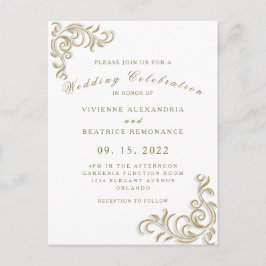 Elegant guld bröllopsinbjudan vykort