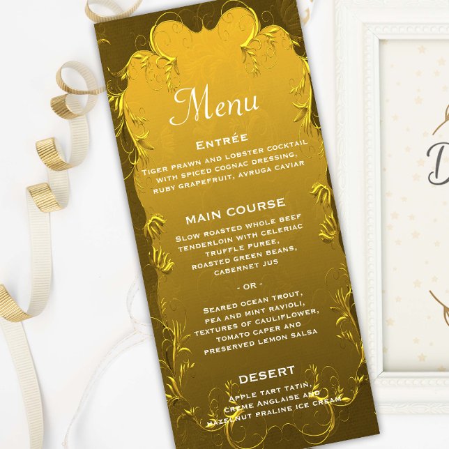 Elegant Guld bröllopsmottagningsmeny Meny (Skapare uppladdad)