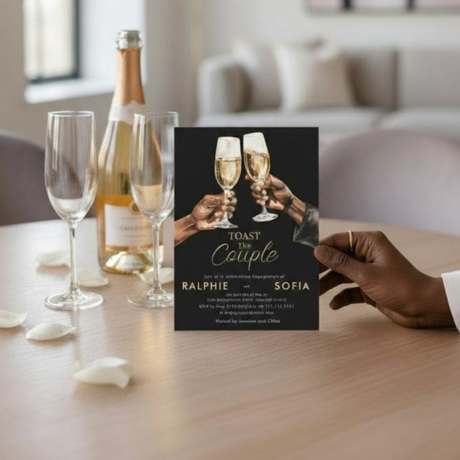 Elegant Guld Bröllopspar Engagemangsfirande Inbjudningar (Skapare uppladdad)