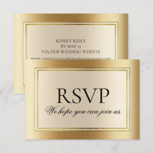 Elegant Guld Bröllopswebbplats RSVP Inbjudningar