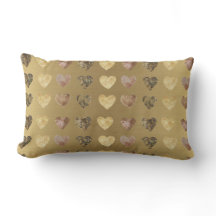 Elegant Guld Brown Beige Hearts Mönster