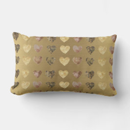 Elegant Guld Brown Beige Hearts Mönster Lumbarkudde