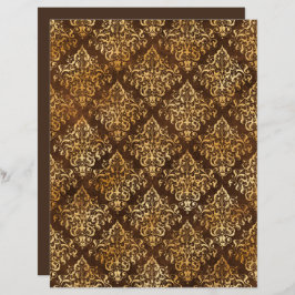 Elegant Guld Brown Damask Patch Scrapbook Papper