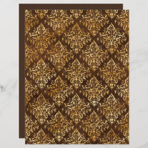 Elegant Guld Brown Damask Patch Scrapbook Papper