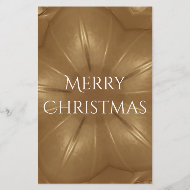 Elegant Guld Brown jul Kaleidoscope Star Brevpapper (Framsida)