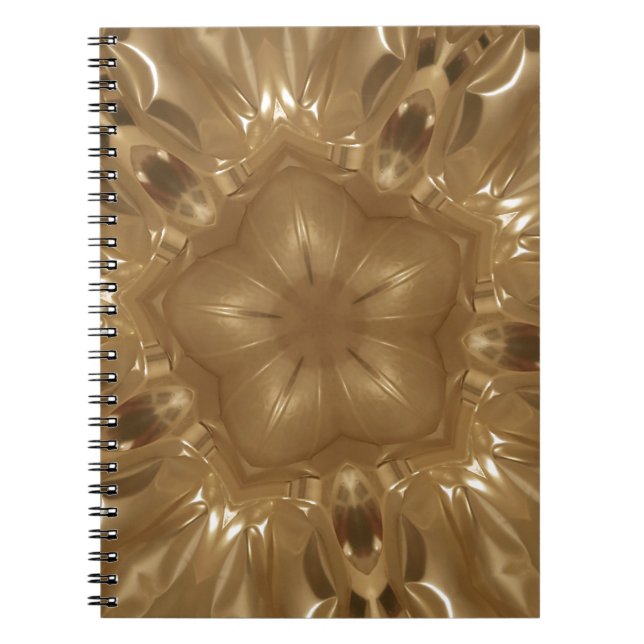 Elegant Guld Brown Kaleidoscope Star-design Anteckningsbok Med Spiral (Framsidan)