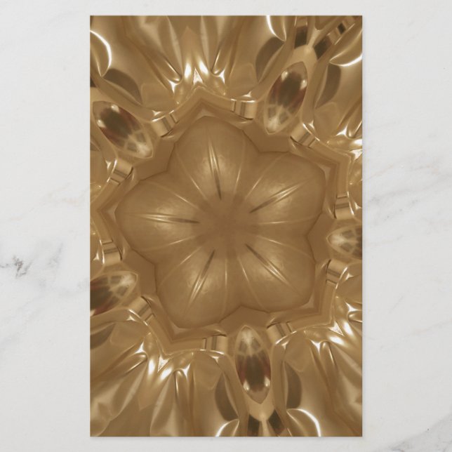 Elegant Guld Brown Kaleidoscope Star-design Brevpapper (Framsida)