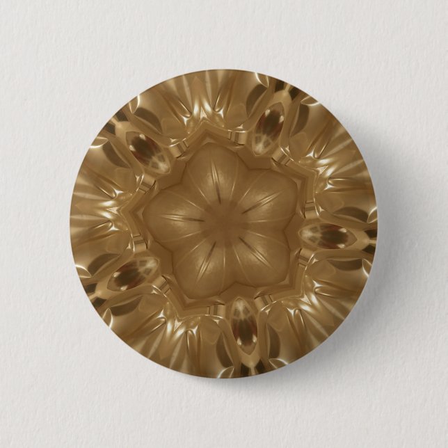 Elegant Guld Brown Kaleidoscope Star-design Knapp (Framsida)