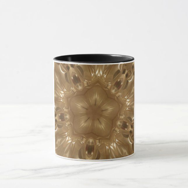 Elegant Guld Brown Kaleidoscope Star-design Mugg (Center)