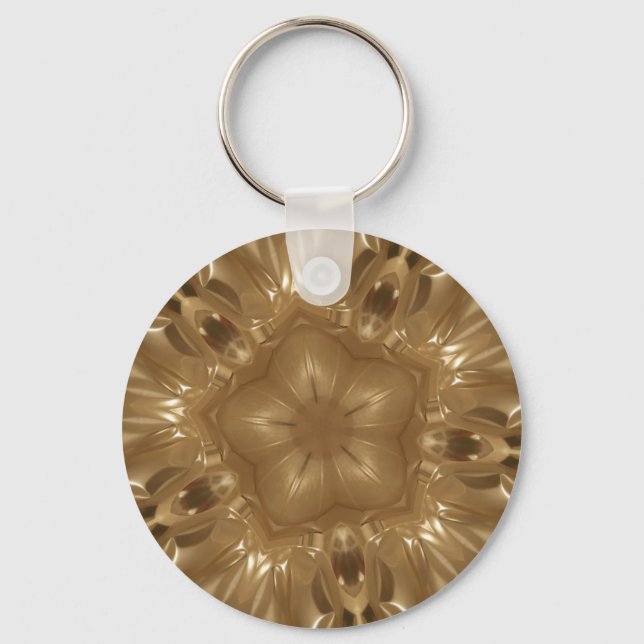 Elegant Guld Brown Kaleidoscope Star-design Nyckelring (Framsida)