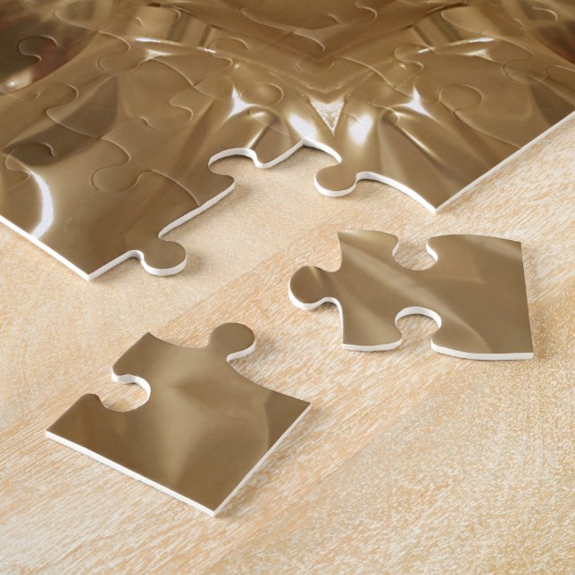 Elegant Guld Brown Kaleidoscope Star-design Pussel (Sidan)