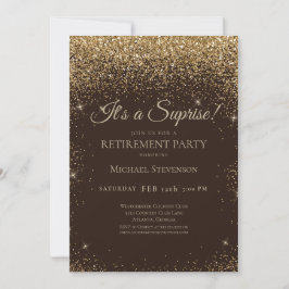Elegant Guld Brown Surprise Pension Party Inbjudningar
