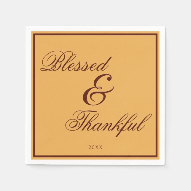 Elegant Guld Brown Thanksgiving Pappersservett (Framsidan)