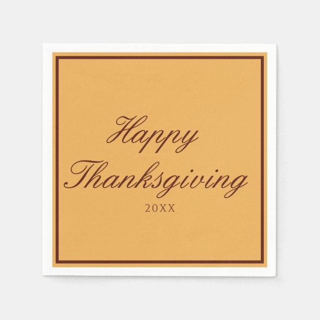 Elegant Guld Brun Glad Thanksgiving  Pappersservett (Framsidan)