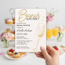 Elegant Guld Brunch & Bubly Möhippa Inbjudningar