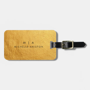 Elegant Guld Brushed MetaModern Monogram-Anpassnin Bagagebricka