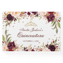 Elegant guld burgunder Blommig Quinceanera