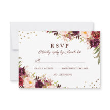 Elegant guld burgunder Blommig RSVP