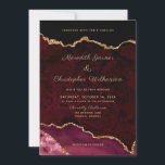 Elegant Guld Burgundy Agate Bröllop Inbjudningar<br><div class="desc">Elegant Burgundy Guld Agate Bröllopsinbjudan. Chic burgundi marmor med guld glitter-liknande accenter. Perfekt för vinter eller helgdag.</div>