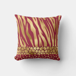 Elegant Guld Burgundy Animal Print Snyggt Kudde