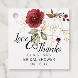 Elegant Guld Burgundy Blommigt Möhippa -  Gåvor Etiketter