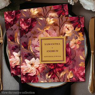 Elegant Guld Burgundy Bröllop Pappra blöjor Pappersservett