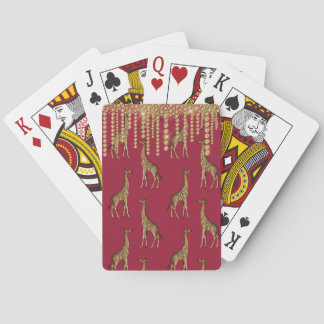 Elegant Guld Burgundy Giraffe Bling Jewels Söt Casinokort