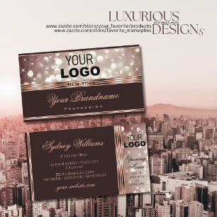 Elegant Guld Burgundy Glitter Gnistra Logotyp Ro Visitkort