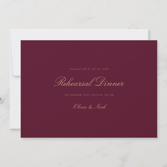 Elegant Guld Burgundy Rehearsal Dinner Card Tack Kort (Framsida)