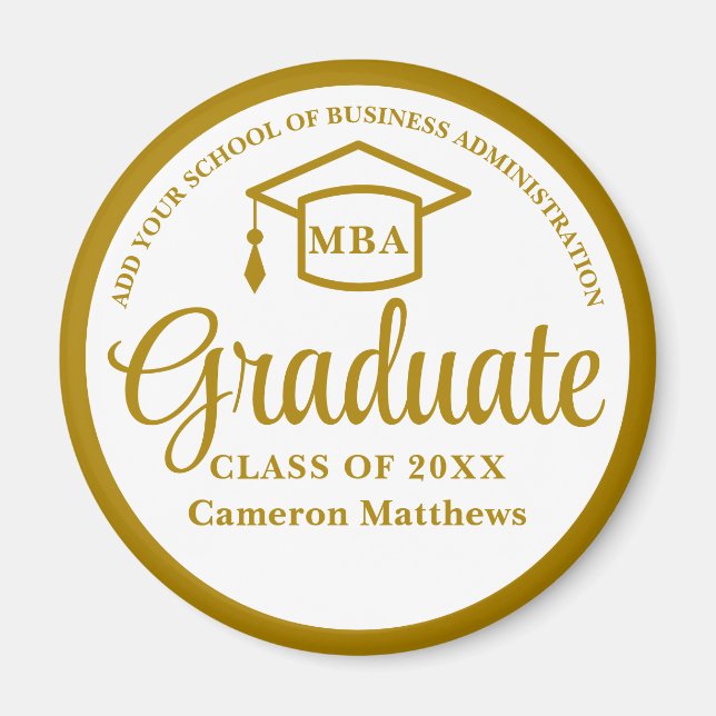 Elegant Guld Business School Studenten MBA Magnet (Framsidan)