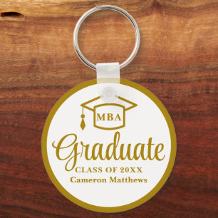 Elegant Guld Business School Studenten MBA Nyckelring