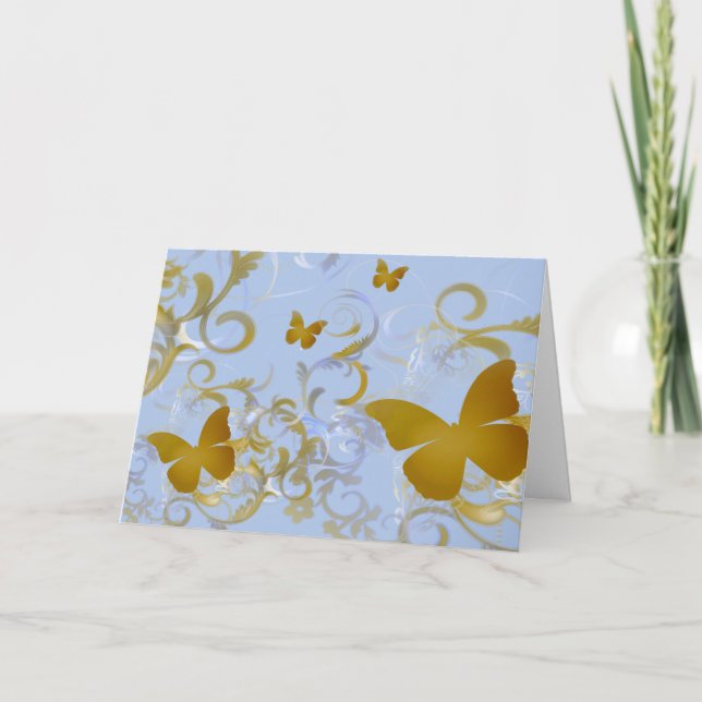 Elegant Guld Butterflies Kort (Framsida)