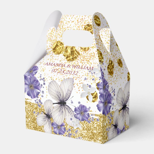 Elegant Guld Butterflies Wedor Favor Box Presentaskar (Framsidan Sidan)