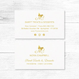 Elegant Guld Butterfly Monogram Social Media Visitkort