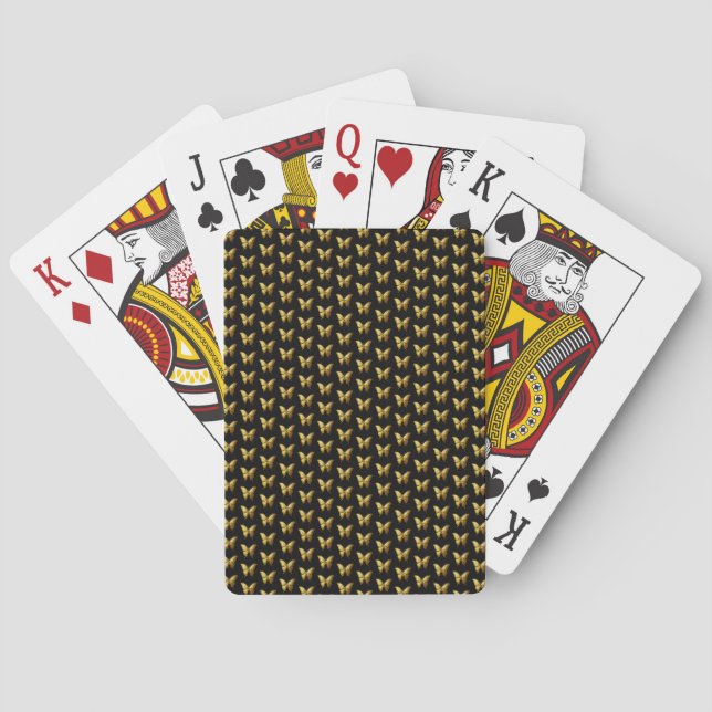 Elegant Guld Butterfly Mönster Casinokort (Baksidan)