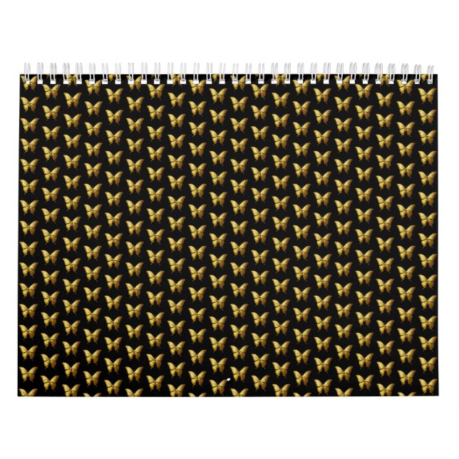 Elegant Guld Butterfly Mönster Kalender (Omslag)
