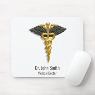 Elegant Guld Caduceus Black Vingar Classy Medical Musmatta