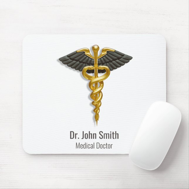 Elegant Guld Caduceus Black Vingar Classy Medical Musmatta (Med mus)