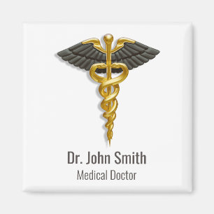 Elegant Guld Caduceus Classy Medical Black Vingar Magnet