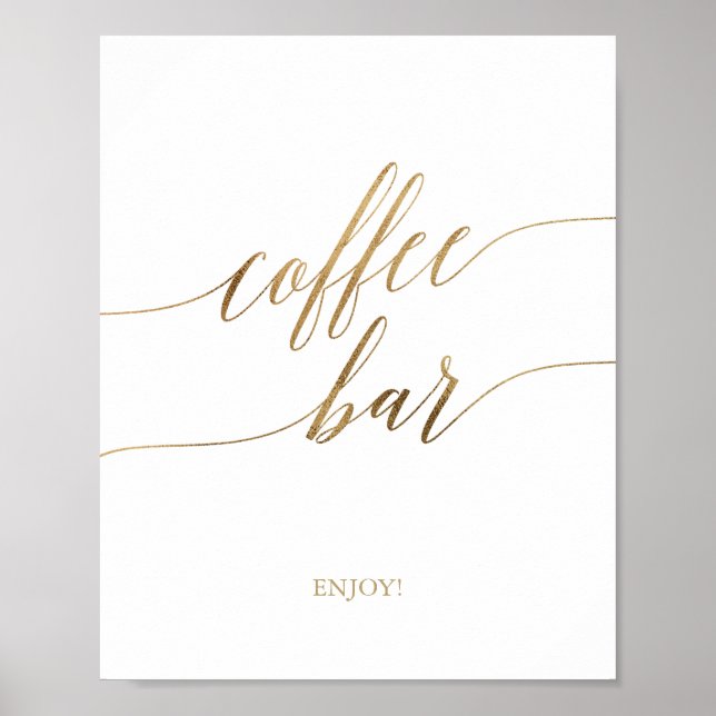 Elegant-Guld-calligrafi Kaffe Pub-tecken Poster (Framsidan)