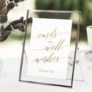 Elegant Guld-calligrafkort och brunn Önskemål Poster