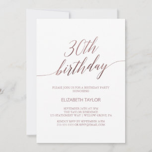 Elegant Guld Calligraphy 30års födelsedag Inbjudningar