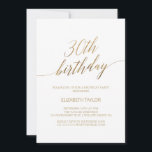 Elegant Guld Calligraphy 30års födelsedag Inbjudningar<br><div class="desc">Den här kalligrafinbjudan till guld i elegant är perfekt för en enkel födelsedagsfest. Neutraltens utformning har ett minimalistiskt kort som är dekorerat med romantisk och vismisk faux-folie guld typografi. Obs! Den här designen har inte äkta guld-folie. Det är en grafik av hög kvalitet som framställs som guld-folie.</div>