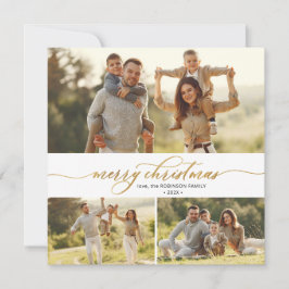 Elegant Guld Calligraphy 3 Multi Photo jul Julkort