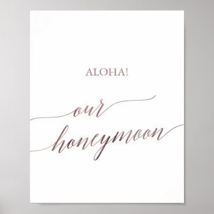 Elegant Guld Calligraphy Aloha Vår Honeymoon Poster
