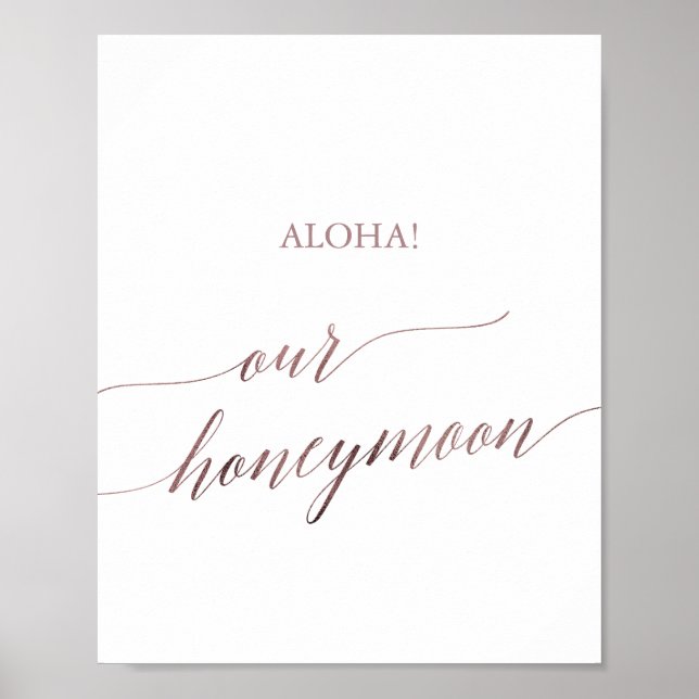Elegant Guld Calligraphy Aloha Vår Honeymoon Poster (Framsidan)