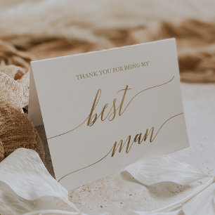 Elegant Guld Calligraphy Best Man Tack Kort