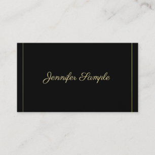 Elegant Guld Calligraphy Black Trendig Plain Luxur Visitkort