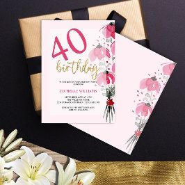 Elegant Guld Calligraphy Blommigt Birthday Inbjudningar