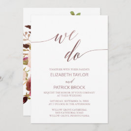 Elegant Guld Calligraphy Blommigt Vi gör Bröllop Inbjudningar